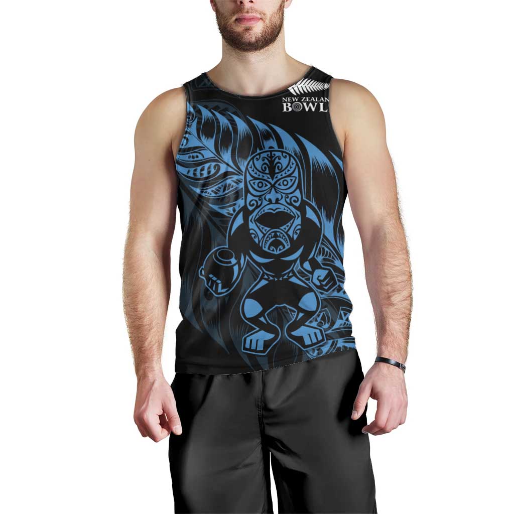 New Zealand Lawn Bowls Custom Men Tank Top Blue Maori Warrior Tribal Silver Fern LT9 - Polynesian Pride