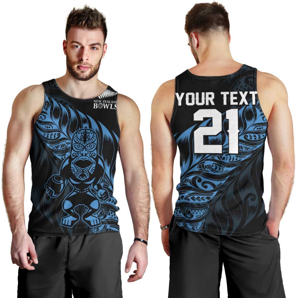 New Zealand Lawn Bowls Custom Men Tank Top Blue Maori Warrior Tribal Silver Fern LT9 - Polynesian Pride