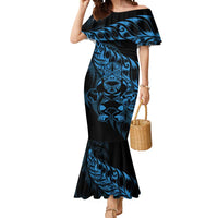 New Zealand Lawn Bowls Custom Mermaid Dress Blue Maori Warrior Tribal Silver Fern LT9 Women Blue - Polynesian Pride