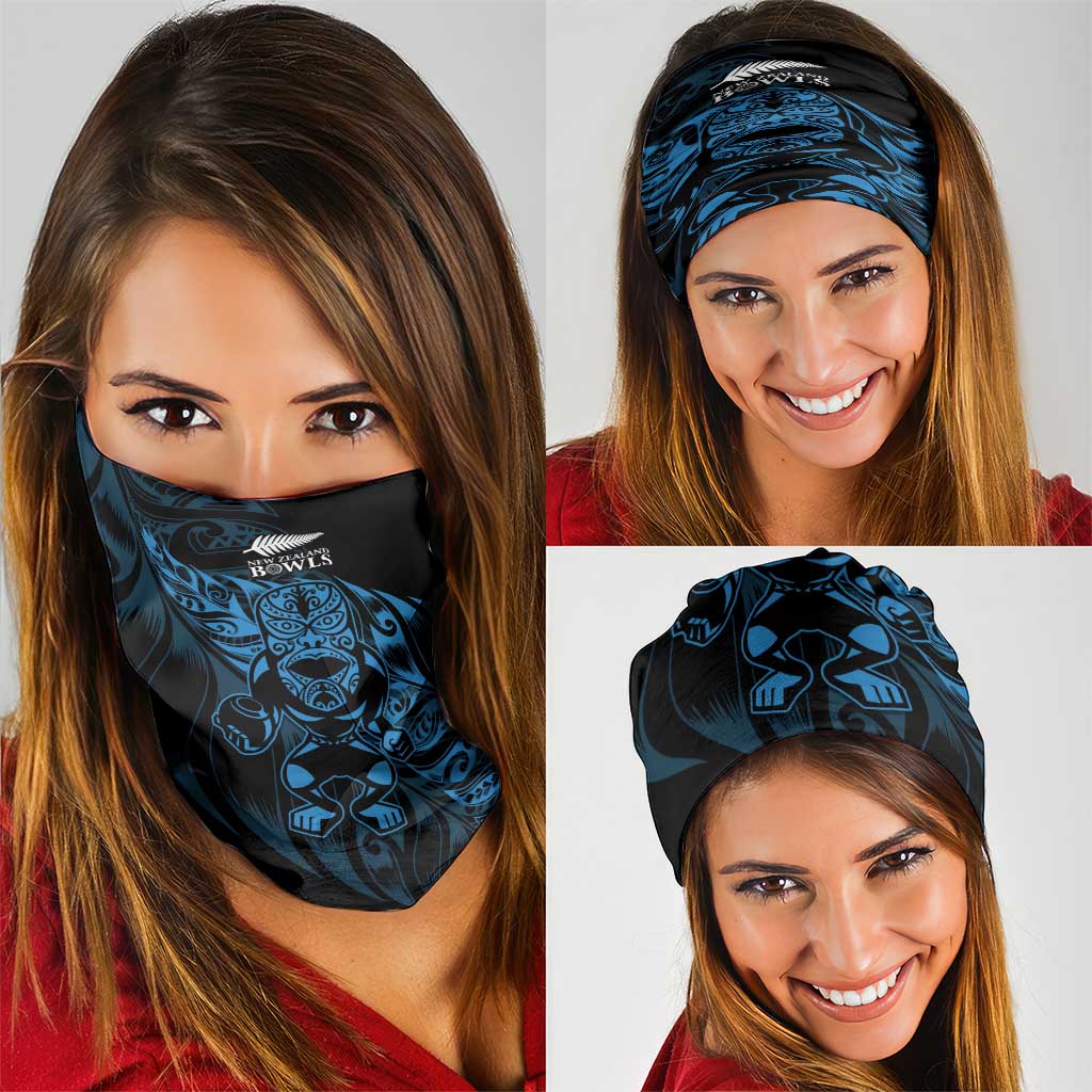 New Zealand Lawn Bowls Neck Gaiter Blue Maori Warrior Tribal Silver Fern LT9 - Polynesian Pride
