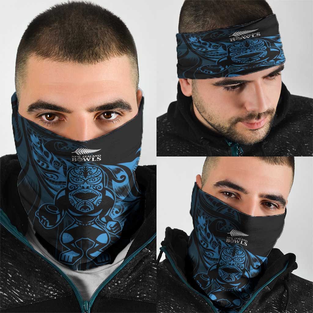 New Zealand Lawn Bowls Neck Gaiter Blue Maori Warrior Tribal Silver Fern LT9 - Polynesian Pride