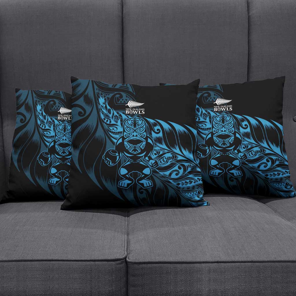 New Zealand Lawn Bowls Pillow Cover Blue Maori Warrior Tribal Silver Fern LT9 - Polynesian Pride