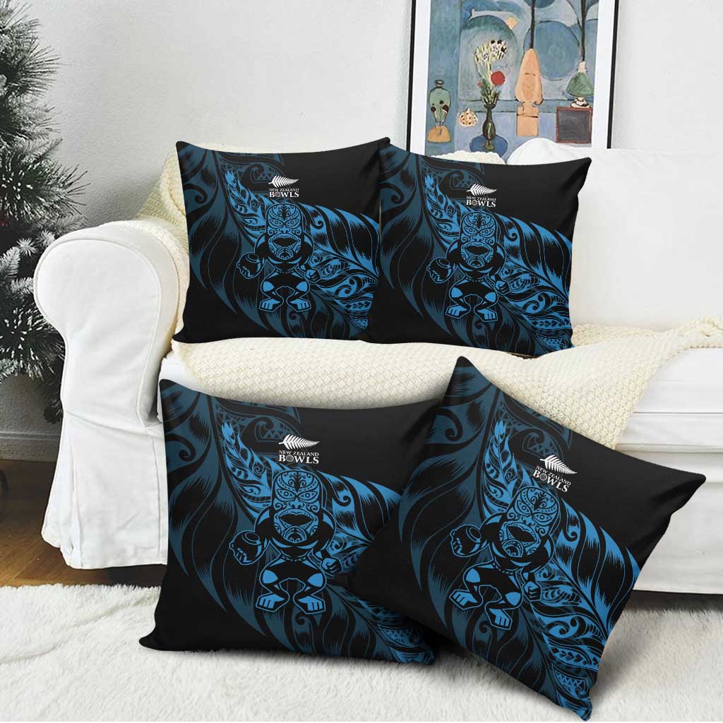 New Zealand Lawn Bowls Pillow Cover Blue Maori Warrior Tribal Silver Fern LT9 - Polynesian Pride