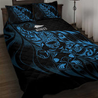 New Zealand Lawn Bowls Quilt Bed Set Blue Maori Warrior Tribal Silver Fern LT9 Blue - Polynesian Pride