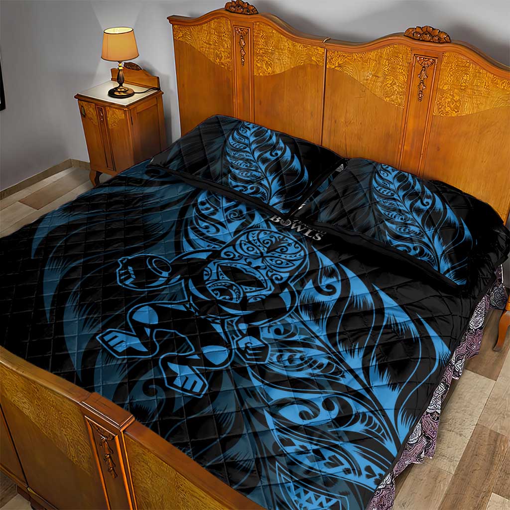 New Zealand Lawn Bowls Quilt Bed Set Blue Maori Warrior Tribal Silver Fern LT9 - Polynesian Pride