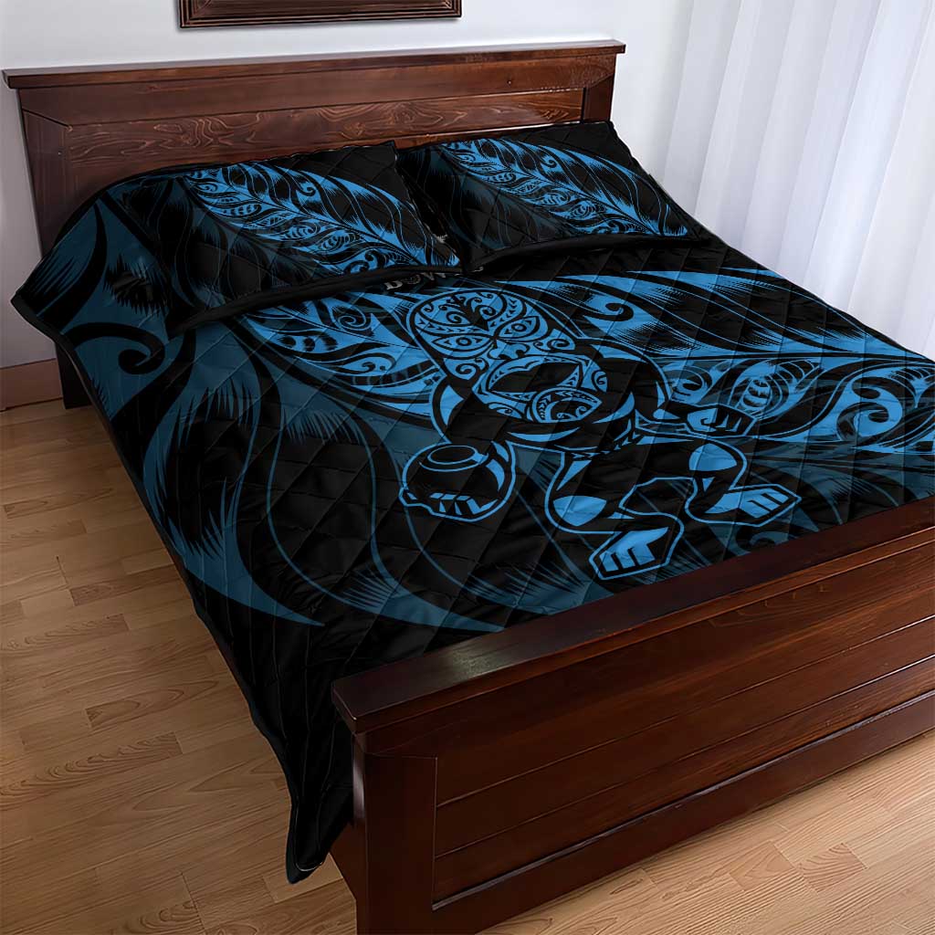 New Zealand Lawn Bowls Quilt Bed Set Blue Maori Warrior Tribal Silver Fern LT9 - Polynesian Pride