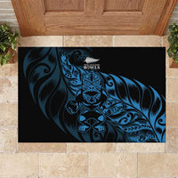 New Zealand Lawn Bowls Rubber Doormat Blue Maori Warrior Tribal Silver Fern LT9 Blue - Polynesian Pride