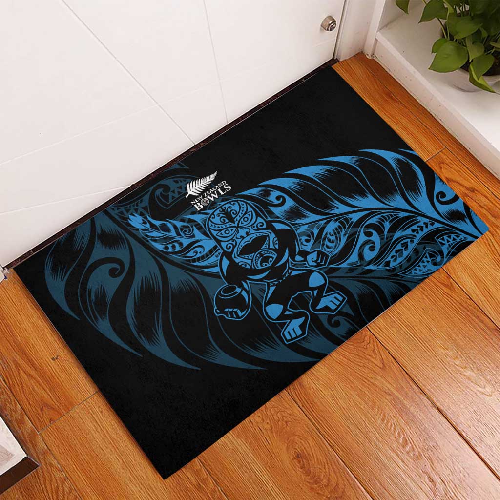New Zealand Lawn Bowls Rubber Doormat Blue Maori Warrior Tribal Silver Fern LT9 - Polynesian Pride