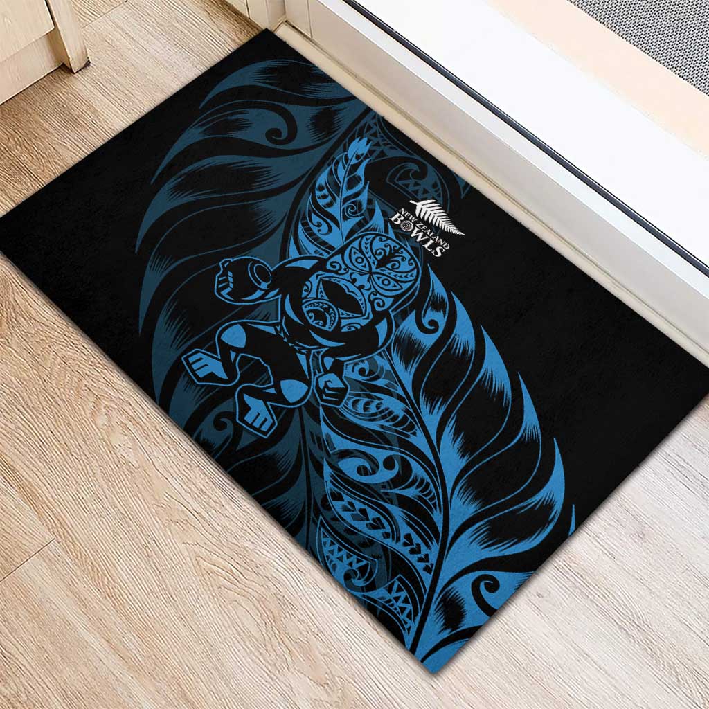 New Zealand Lawn Bowls Rubber Doormat Blue Maori Warrior Tribal Silver Fern LT9 - Polynesian Pride