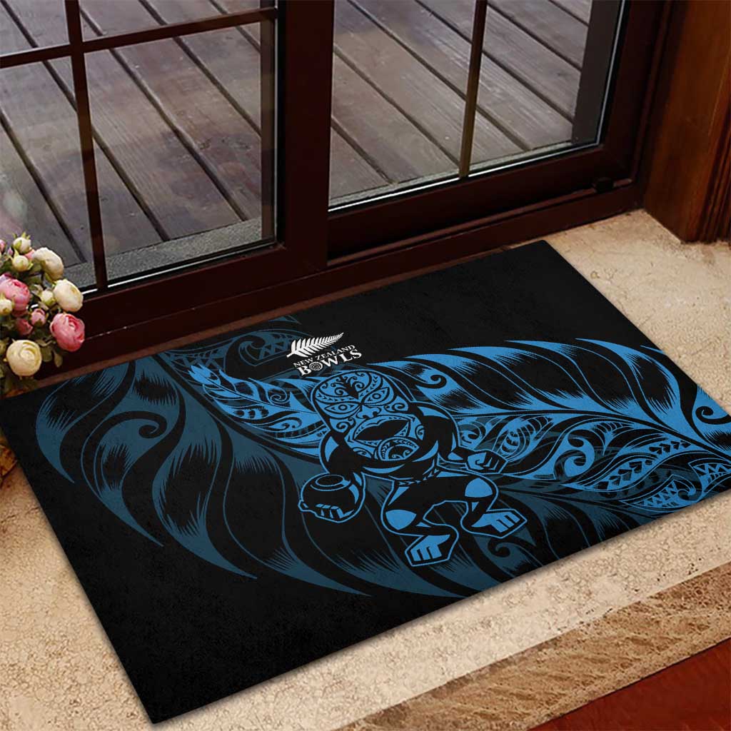 New Zealand Lawn Bowls Rubber Doormat Blue Maori Warrior Tribal Silver Fern LT9 - Polynesian Pride