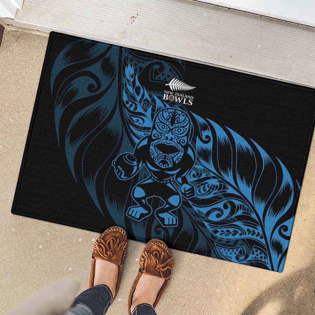 New Zealand Lawn Bowls Rubber Doormat Blue Maori Warrior Tribal Silver Fern LT9 - Polynesian Pride