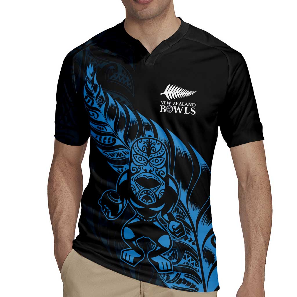 New Zealand Lawn Bowls Custom Rugby Jersey Blue Maori Warrior Tribal Silver Fern LT9 - Polynesian Pride