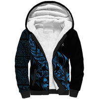 New Zealand Lawn Bowls Custom Sherpa Hoodie Blue Maori Warrior Tribal Silver Fern LT9 Unisex Blue - Polynesian Pride