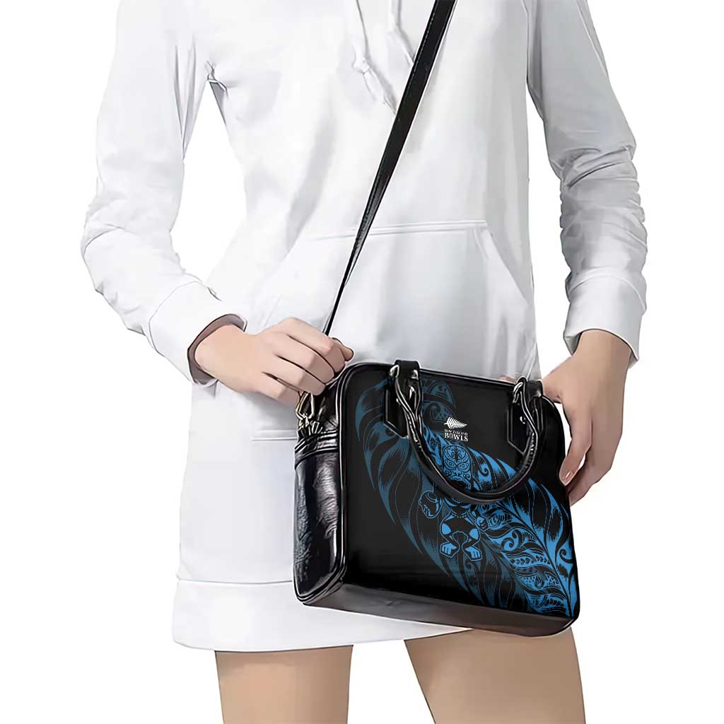 New Zealand Lawn Bowls Shoulder Handbag Blue Maori Warrior Tribal Silver Fern - Polynesian Pride