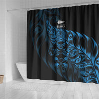 New Zealand Lawn Bowls Shower Curtain Blue Maori Warrior Tribal Silver Fern LT9 - Polynesian Pride