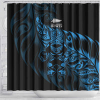 New Zealand Lawn Bowls Shower Curtain Blue Maori Warrior Tribal Silver Fern LT9 - Polynesian Pride