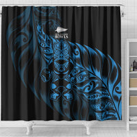 New Zealand Lawn Bowls Shower Curtain Blue Maori Warrior Tribal Silver Fern LT9 - Polynesian Pride