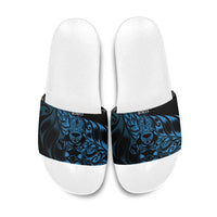New Zealand Lawn Bowls Slide Sandals Blue Maori Warrior Tribal Silver Fern LT9 Blue - Polynesian Pride