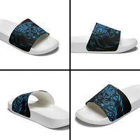 New Zealand Lawn Bowls Slide Sandals Blue Maori Warrior Tribal Silver Fern LT9 - Polynesian Pride