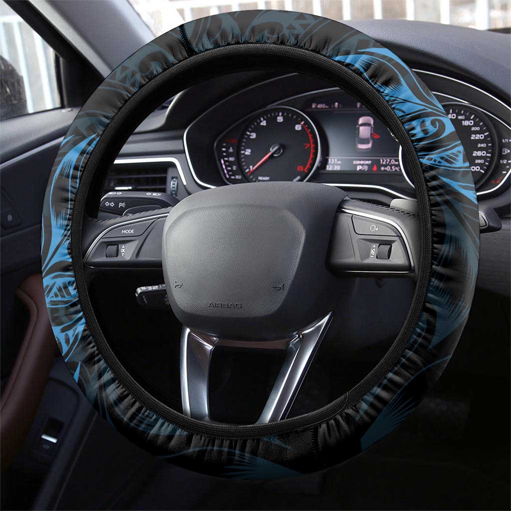 New Zealand Lawn Bowls Steering Wheel Cover Blue Maori Warrior Tribal Silver Fern LT9 - Polynesian Pride