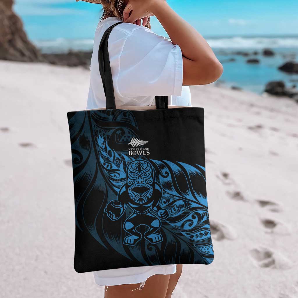New Zealand Lawn Bowls Tote Bag Blue Maori Warrior Tribal Silver Fern LT9 - Polynesian Pride
