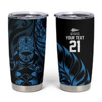New Zealand Lawn Bowls Custom Tumbler Cup Blue Maori Warrior Tribal Silver Fern LT9 Blue - Polynesian Pride