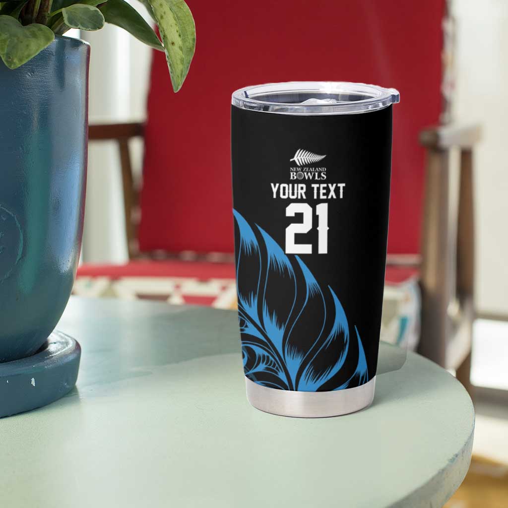 New Zealand Lawn Bowls Custom Tumbler Cup Blue Maori Warrior Tribal Silver Fern LT9 - Polynesian Pride