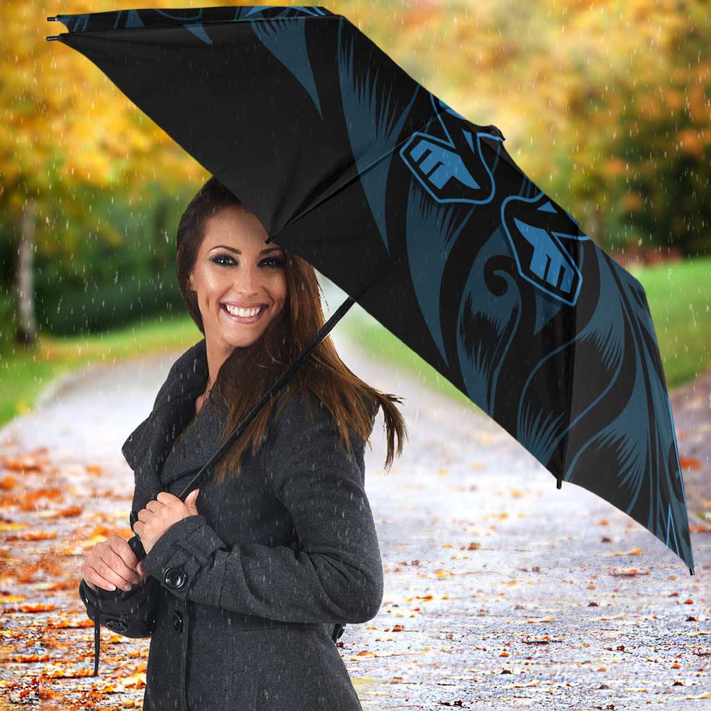 New Zealand Lawn Bowls Umbrella Blue Maori Warrior Tribal Silver Fern - Polynesian Pride