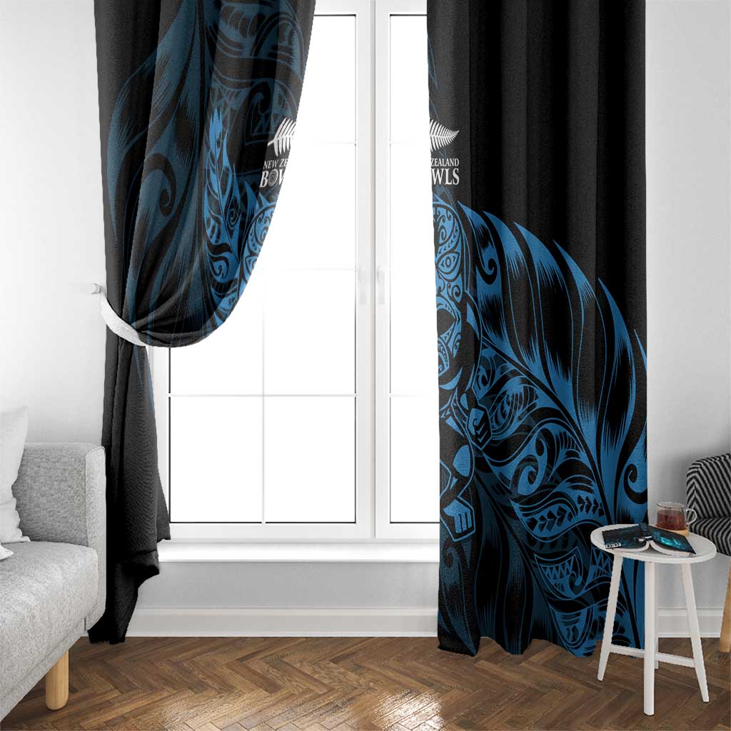 New Zealand Lawn Bowls Window Curtain Blue Maori Warrior Tribal Silver Fern LT9 - Polynesian Pride