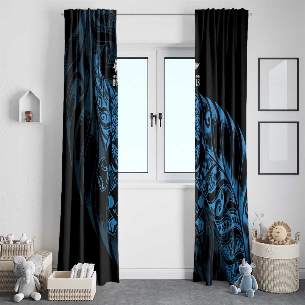 New Zealand Lawn Bowls Window Curtain Blue Maori Warrior Tribal Silver Fern LT9 - Polynesian Pride