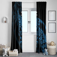 New Zealand Lawn Bowls Window Curtain Blue Maori Warrior Tribal Silver Fern LT9 - Polynesian Pride