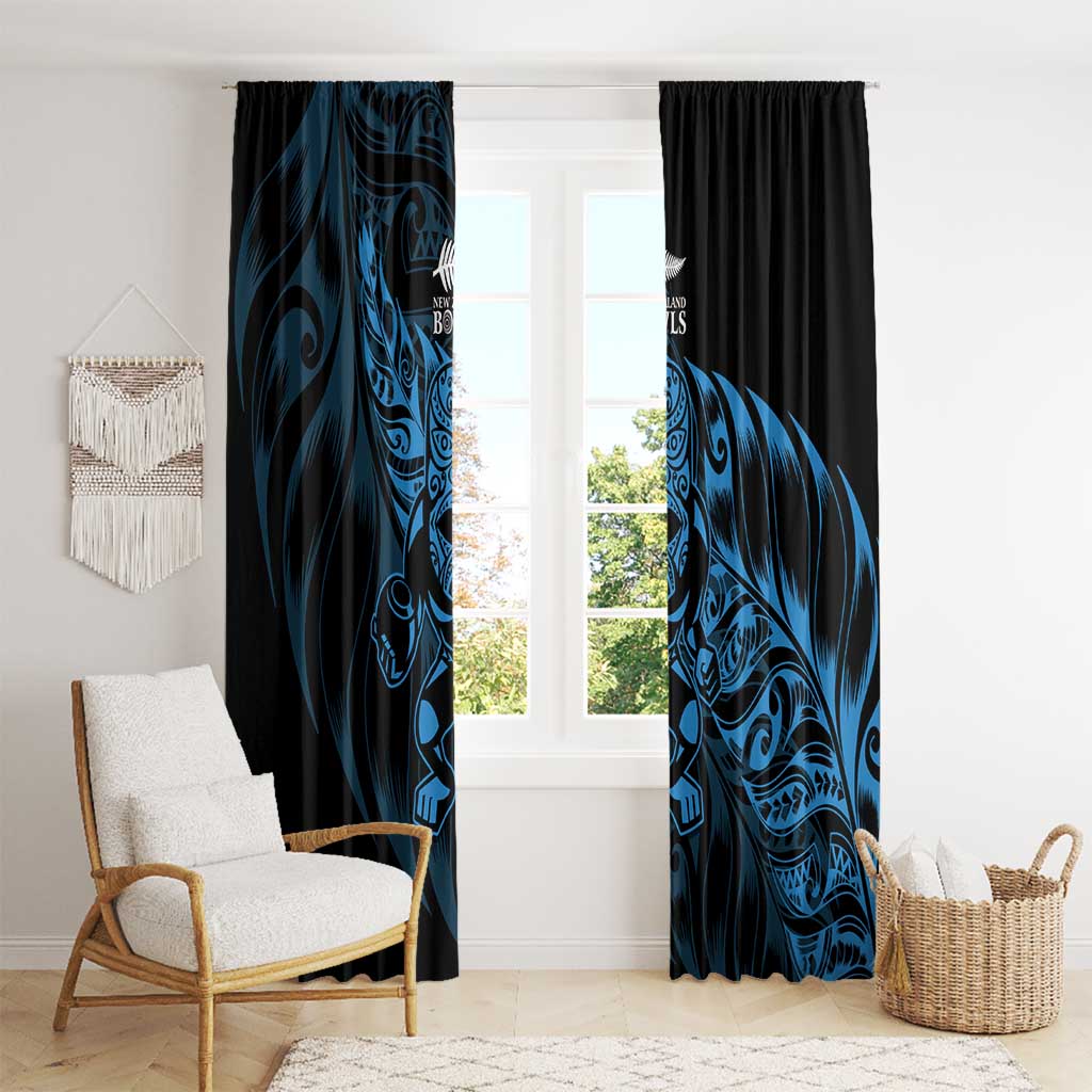 New Zealand Lawn Bowls Window Curtain Blue Maori Warrior Tribal Silver Fern LT9 - Polynesian Pride