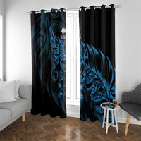 New Zealand Lawn Bowls Window Curtain Blue Maori Warrior Tribal Silver Fern LT9 With Grommets Blue - Polynesian Pride