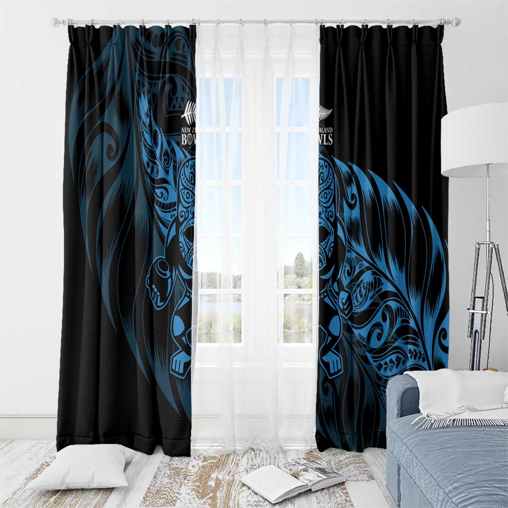 New Zealand Lawn Bowls Window Curtain Blue Maori Warrior Tribal Silver Fern LT9 - Polynesian Pride
