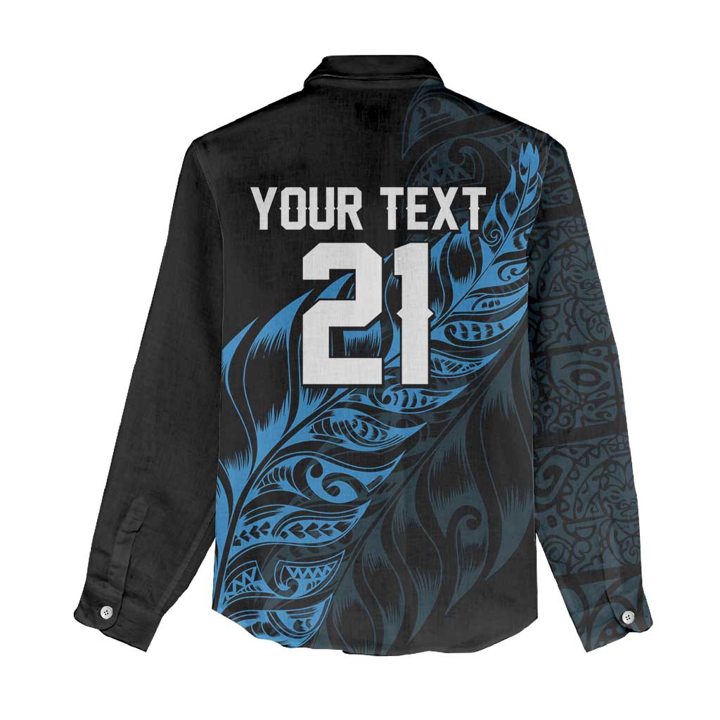 New Zealand Lawn Bowls Custom Women Casual Shirt Blue Maori Warrior Tribal Silver Fern - Polynesian Pride