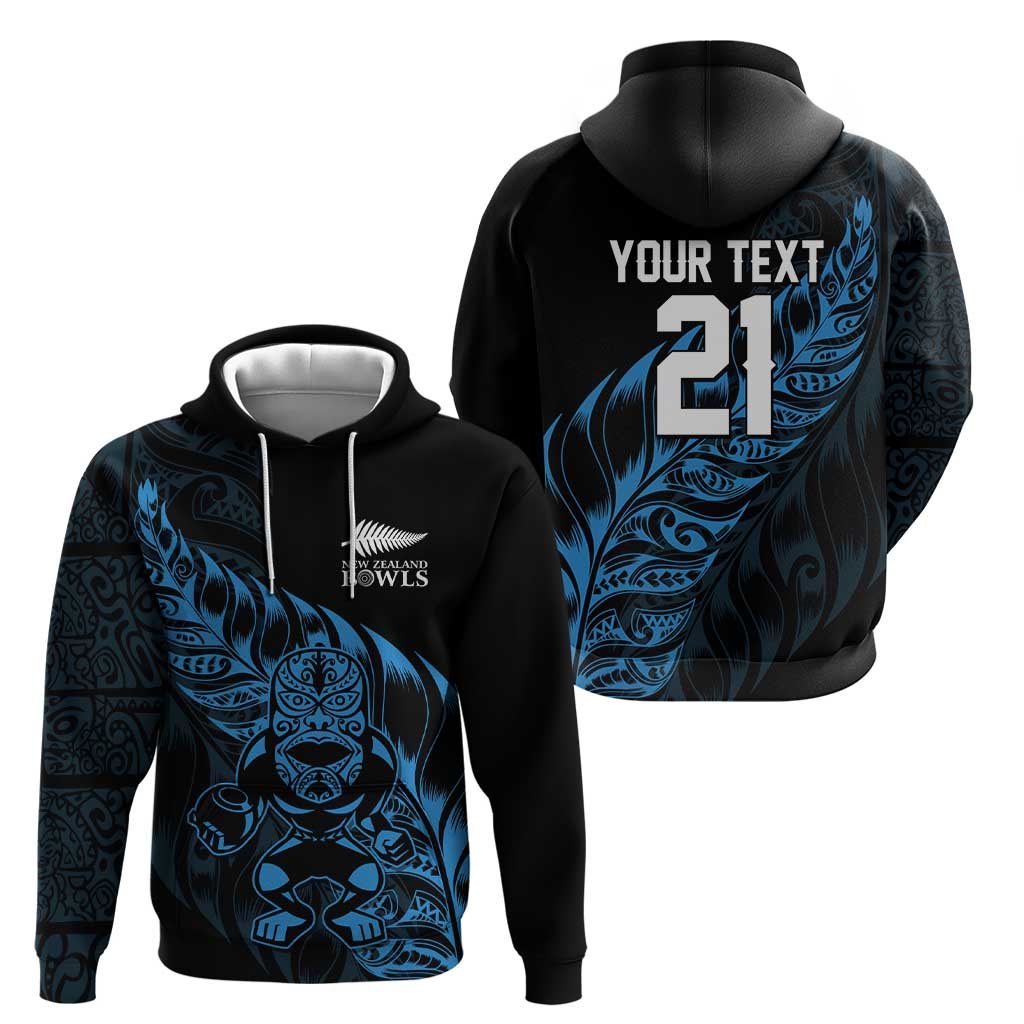 New Zealand Lawn Bowls Custom Zip Hoodie Blue Maori Warrior Tribal Silver Fern LT9 - Polynesian Pride