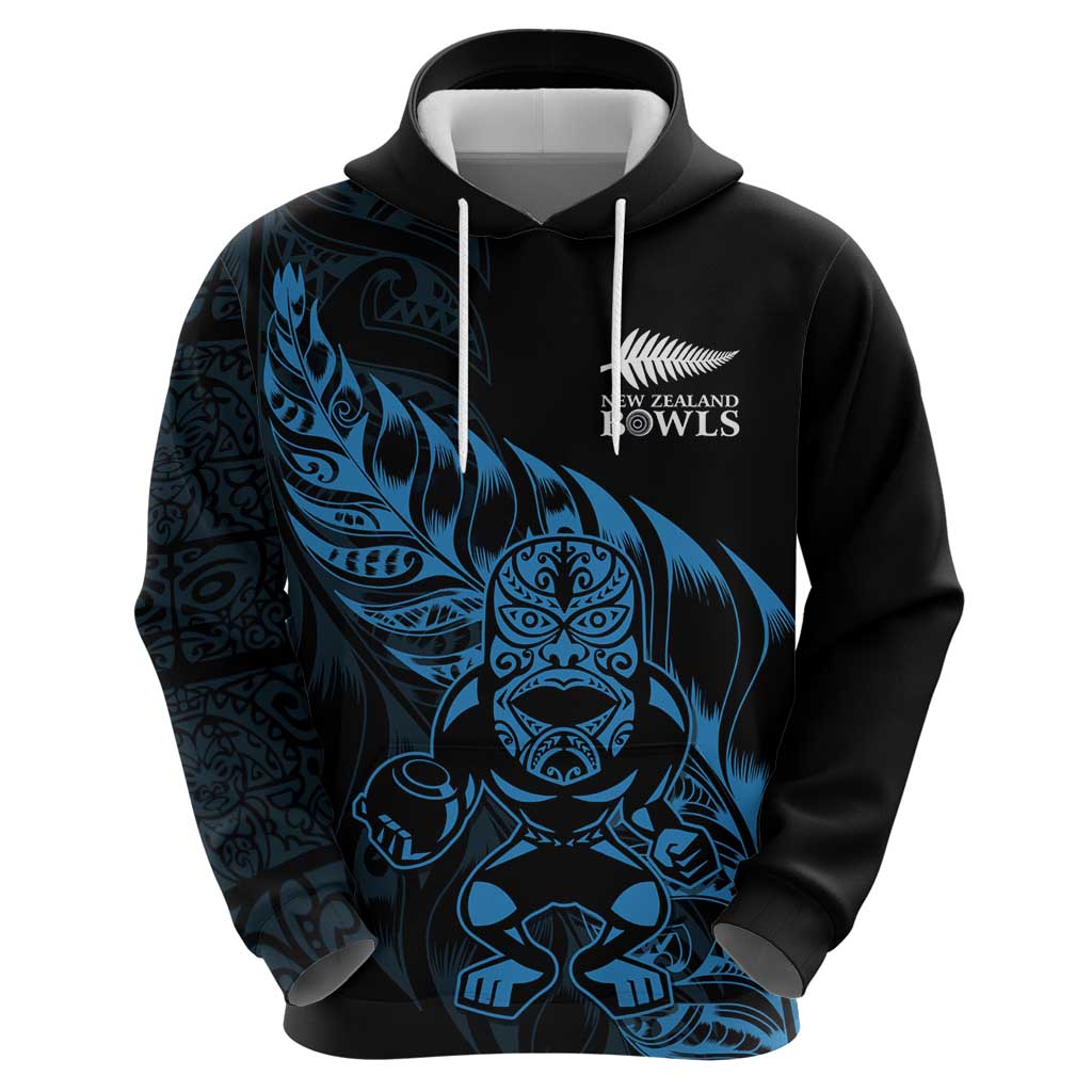 New Zealand Lawn Bowls Custom Zip Hoodie Blue Maori Warrior Tribal Silver Fern LT9 - Polynesian Pride