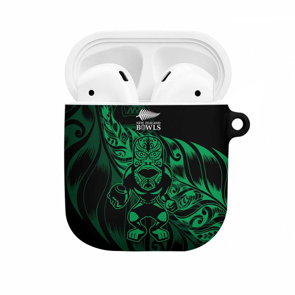 New Zealand Lawn Bowls AirPods Case Green Maori Warrior Tribal Silver Fern LT9 Green - Polynesian Pride