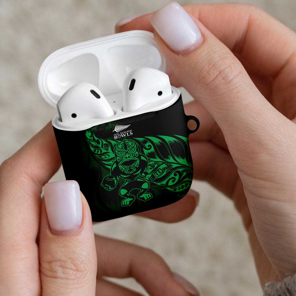 New Zealand Lawn Bowls AirPods Case Green Maori Warrior Tribal Silver Fern LT9 - Polynesian Pride