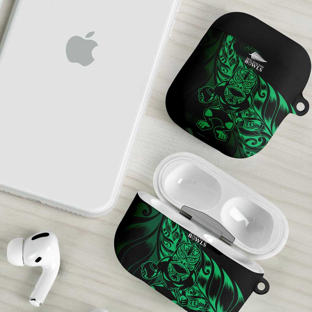 New Zealand Lawn Bowls AirPods Case Green Maori Warrior Tribal Silver Fern LT9 - Polynesian Pride