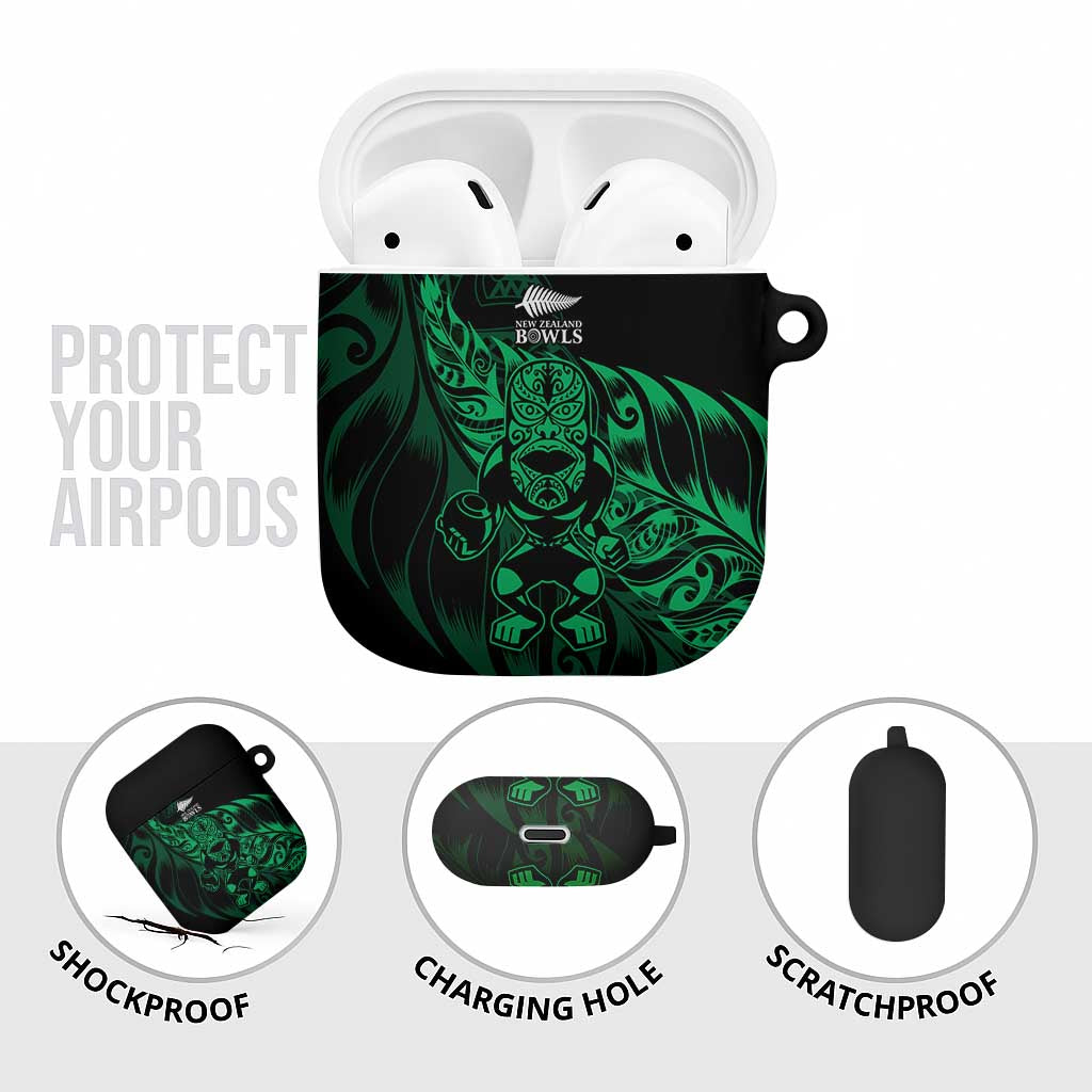 New Zealand Lawn Bowls AirPods Case Green Maori Warrior Tribal Silver Fern LT9 - Polynesian Pride