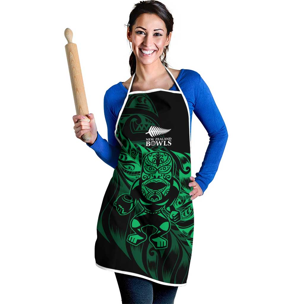 New Zealand Lawn Bowls Apron Green Maori Warrior Tribal Silver Fern LT9 - Polynesian Pride