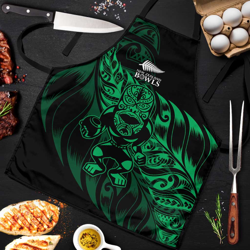 New Zealand Lawn Bowls Apron Green Maori Warrior Tribal Silver Fern LT9 Green - Polynesian Pride