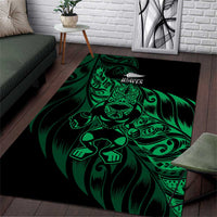 New Zealand Lawn Bowls Area Rug Green Maori Warrior Tribal Silver Fern - Polynesian Pride