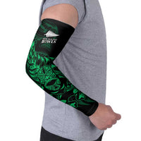 New Zealand Lawn Bowls Custom Arm Sleeves Green Maori Warrior Tribal Silver Fern LT9 - Polynesian Pride