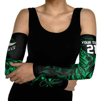 New Zealand Lawn Bowls Custom Arm Sleeves Green Maori Warrior Tribal Silver Fern LT9 - Polynesian Pride