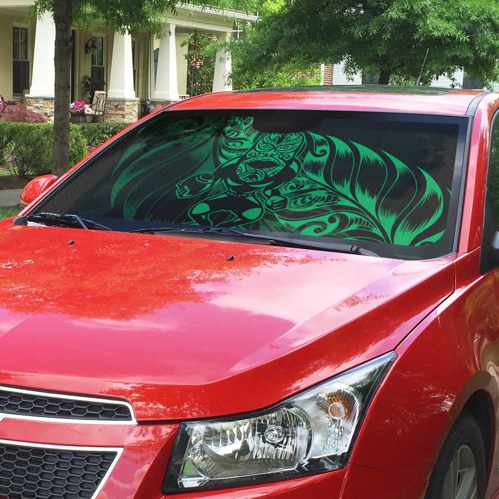 New Zealand Lawn Bowls Auto Sun Shade Green Maori Warrior Tribal Silver Fern LT9 - Polynesian Pride