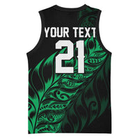 New Zealand Lawn Bowls Custom Basketball Jersey Green Maori Warrior Tribal Silver Fern LT9 - Polynesian Pride