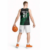 New Zealand Lawn Bowls Custom Basketball Jersey Green Maori Warrior Tribal Silver Fern LT9 - Polynesian Pride