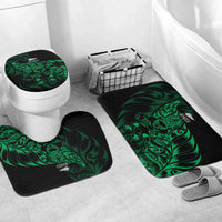 New Zealand Lawn Bowls Bathroom Set Green Maori Warrior Tribal Silver Fern LT9 Mat Set Only (3 pcs) One Size Green - Polynesian Pride